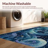 Ultra Soft Area Rug, Non Slip, Stain Resistant, Washable Area Rugs for Living Room, Bedroom, Marine Octopus Illusion Rug with Nautical Whale Motifs and 3D Ocean Swirl Art(Blue)