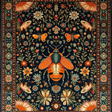 Ultra Soft Area Rug, Non Slip, Stain Resistant, Washable Area Rugs for Living Room, Bedroom, Intricate Nature-Inspired Floral Motif(Black)