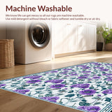 Ultra Soft Area Rug, Non Slip, Stain Resistant, Washable Area Rugs for Living Room, Bedroom, Chic Floral Medallion Aesthetic(Purple)