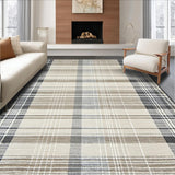 Ultra Soft Area Rug, Non Slip, Stain Resistant, Washable Area Rugs for Living Room, Bedroom, Chic Neutral Plaid Elegance(Beige)