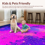 Ultra Soft Area Rug, Non Slip, Stain Resistant, Washable Area Rugs for Living Room, Bedroom, Electric Moonlit Floral Artwork(Pink)