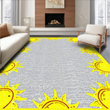 Ultra Soft Area Rug, Non Slip, Stain Resistant, Washable Area Rugs for Living Room, Bedroom, Sunny Cartoon Motif Delight(Yellow)