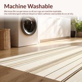 Ultra Soft Area Rug, Non Slip, Stain Resistant, Washable Area Rugs for Living Room, Bedroom, Contemporary Geometric Area Ikat Inspired Beige and Cream Stripe(Beige)