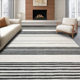Ultra Soft Area Rug, Non Slip, Stain Resistant, Washable Area Rugs for Living Room, Bedroom, Sleek Dual Tone Striped Entry Rug with Crisp Black and White Linear Motifs(Gray)