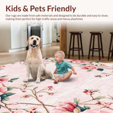 Ultra Soft Area Rug, Non Slip, Stain Resistant, Washable Area Rugs for Living Room, Bedroom, Elegant Pastel Rose Arrangement(Pink)
