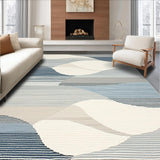 Ultra Soft Area Rug, Non Slip, Stain Resistant, Washable Area Rugs for Living Room, Bedroom, Modern Coastal Stripe Area with Wave Inspired Bluish Gray and Beige Lines(Gray)