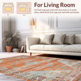 Ultra Soft Area Rug, Non Slip, Stain Resistant, Washable Area Rugs for Living Room, Bedroom, Luxurious Abstract Terracotta Hues(Orange)