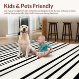Ultra Soft Area Rug, Non Slip, Stain Resistant, Washable Area Rugs for Living Room, Bedroom, Striped Monochrome Welcome Rug with Classic Parallel Lines and Modern Accents(Black)