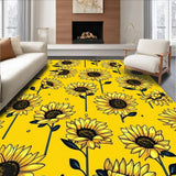 Ultra Soft Area Rug, Non Slip, Stain Resistant, Washable Area Rugs for Living Room, Bedroom, Rustic Floral Medley Circular Theme(Yellow)