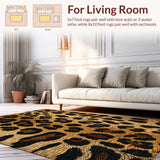 Ultra Soft Area Rug, Non Slip, Stain Resistant, Washable Area Rugs for Living Room, Bedroom, Wild Animal Print Bedroom Soft Sheepskin Carpet(Brown)