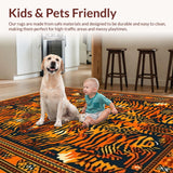 Ultra Soft Area Rug, Non Slip, Stain Resistant, Washable Area Rugs for Living Room, Bedroom, Creative Jungle Vibe Accent(Orange)