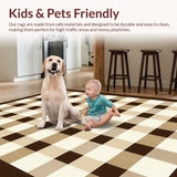 Ultra Soft Area Rug, Non Slip, Stain Resistant, Washable Area Rugs for Living Room, Bedroom, Classic Earthy Checkered Aesthetic(Beige)