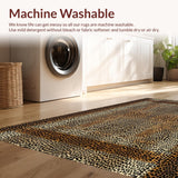 Ultra Soft Area Rug, Non Slip, Stain Resistant, Washable Area Rugs for Living Room, Bedroom, Rustic Khaki Animal Print Textile(Brown)