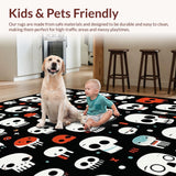Ultra Soft Area Rug, Non Slip, Stain Resistant, Washable Area Rugs for Living Room, Bedroom, Contemporary Dark Humor Design(Black)
