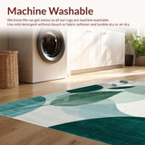 Modern Botanical Bath Rug Abstract Leaf Print for Bathroom(Teal)