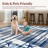 Ultra Soft Area Rug, Non Slip, Stain Resistant, Washable Area Rugs for Living Room, Bedroom, Vibrant Oceanic Patterned Aesthetic(Blue)
