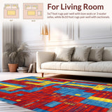 Ultra Soft Area Rug, Non Slip, Stain Resistant, Washable Area Rugs for Living Room, Bedroom, Colorful Interactive Landscape Play Area(Red)