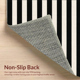 Ultra Soft Area Rug, Non Slip, Stain Resistant, Washable Area Rugs for Living Room, Bedroom, Chic Linear Stripe Rug with Bold Contrasting Bands and Modern Graphic Layout(Black)