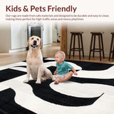 Ultra Soft Area Rug, Non Slip, Stain Resistant, Washable Area Rugs for Living Room, Bedroom, Abstract Geometric Area Rug Contemporary Black & White Pattern Mat(Black)