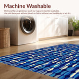 Ultra Soft Area Rug, Non Slip, Stain Resistant, Washable Area Rugs for Living Room, Bedroom, Stain-Resistant Trellis Kitchen Entryway Carpet(Blue)