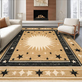 Ultra Soft Area Rug, Non Slip, Stain Resistant, Washable Area Rugs for Living Room, Bedroom, Rustic Starlit Half Circle Motif(Beige)