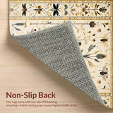 Ultra Soft Area Rug, Non Slip, Stain Resistant, Washable Area Rugs for Living Room, Bedroom, Elegant Earthy Insect Design(Beige)
