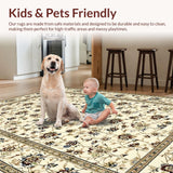 Ultra Soft Area Rug, Non Slip, Stain Resistant, Washable Area Rugs for Living Room, Bedroom, Bright White Petal Accents(Beige)