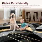 Ultra Soft Area Rug, Non Slip, Stain Resistant, Washable Area Rugs for Living Room, Bedroom, Rustic Minimalist Grayscale Theme(Black)