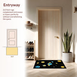 Ultra Soft Area Rug, Non Slip, Stain Resistant, Washable Area Rugs for Living Room, Bedroom, Nebula Bright Cosmic Imagery(Yellow)