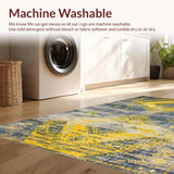 Ultra Soft Area Rug, Non Slip, Stain Resistant, Washable Area Rugs for Living Room, Bedroom, Elegant Vintage Tribal Motif(Yellow)