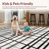 Ultra Soft Area Rug, Non Slip, Stain Resistant, Washable Area Rugs for Living Room, Bedroom, Sleek Dual Tone Striped Rug with Alternating Black and White Bands(Black)