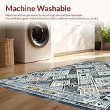Ultra Soft Area Rug, Non Slip, Stain Resistant, Washable Area Rugs for Living Room, Bedroom, Rustic Textured Diamond Layout(Blue)