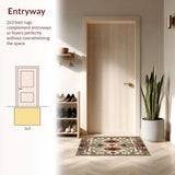 Ultra Soft Area Rug, Non Slip, Stain Resistant, Washable Area Rugs for Living Room, Bedroom, Boho Chic Area Abstract Geometric Accent for Entryways(Beige)