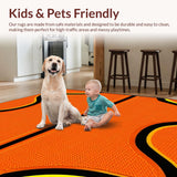 Ultra Soft Area Rug, Non Slip, Stain Resistant, Washable Area Rugs for Living Room, Bedroom, Bold Black Abstract Elements(Orange)