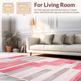 Ultra Soft Area Rug, Non Slip, Stain Resistant, Washable Area Rugs for Living Room, Bedroom, Trendy Marbleized Abstract Aesthetic(Pink)