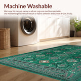 Ultra Soft Area Rug, Non Slip, Stain Resistant, Washable Area Rugs for Living Room, Bedroom, Elegant Antique Floral Arrangement(Green)