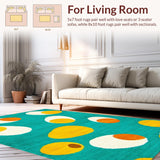 Ultra Soft Area Rug, Non Slip, Stain Resistant, Washable Area Rugs for Living Room, Bedroom, Eclectic Egg-Shaped Aesthetic(Blue)