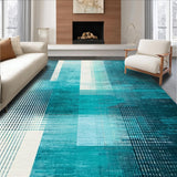Ultra Soft Area Rug, Non Slip, Stain Resistant, Washable Area Rugs for Living Room, Bedroom, Modern Round Area Rug with Striking Teal Ombre and Geometric Elements(Blue)