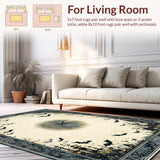 Ultra Soft Area Rug, Non Slip, Stain Resistant, Washable Area Rugs for Living Room, Bedroom, Haunted Manor Rug - Eerie Victorian Gothic Decor with Spectral Designs(Gray)