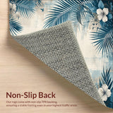 Ultra Soft Area Rug, Non Slip, Stain Resistant, Washable Area Rugs for Living Room, Bedroom, Eclectic Floral Palm Print Accent in Blue Grey Beige(Blue)