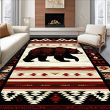 Ultra Soft Area Rug, Non Slip, Stain Resistant, Washable Area Rugs for Living Room, Bedroom, Rustic Wildlife Nature Motif(Red)
