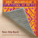 Ultra Soft Area Rug, Non Slip, Stain Resistant, Washable Area Rugs for Living Room, Bedroom, Chic Ethnic Patterned Accent(Orange)