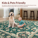 Ultra Soft Area Rug, Non Slip, Stain Resistant, Washable Area Rugs for Living Room, Bedroom, Eclectic Green Floral Arrangement(Green)