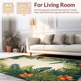 Ultra Soft Area Rug, Non Slip, Stain Resistant, Washable Area Rugs for Living Room, Bedroom, Vibrant Jungle Essence Tapestry(Green)
