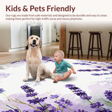 Ultra Soft Area Rug, Non Slip, Stain Resistant, Washable Area Rugs for Living Room, Bedroom, Ethereal Pastel Floral Arrangement(Purple)