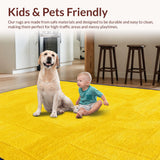 Ultra Soft Area Rug, Non Slip, Stain Resistant, Washable Area Rugs for Living Room, Bedroom, Charming Round Letter Play Pattern(Yellow)