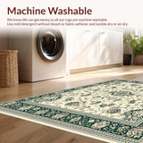 Beige Faux Rabbit Fur Area Ornate Intricate Motifs with Deep Green Accents(Beige)