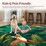 Ultra Soft Area Rug, Non Slip, Stain Resistant, Washable Area Rugs for Living Room, Bedroom, Eclectic Tropical Animal Imagery(Green)