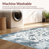 Ultra Soft Area Rug, Non Slip, Stain Resistant, Washable Area Rugs for Living Room, Bedroom, Artful Distressed Geometric Aesthetic(White)