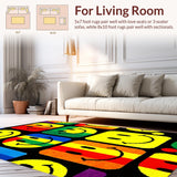 Ultra Soft Area Rug, Non Slip, Stain Resistant, Washable Area Rugs for Living Room, Bedroom, Energetic Youthful Design Elements(Yellow)